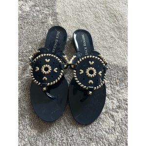 JACK ROGERS Navy Gold Flip Flop Sandals Sz 10